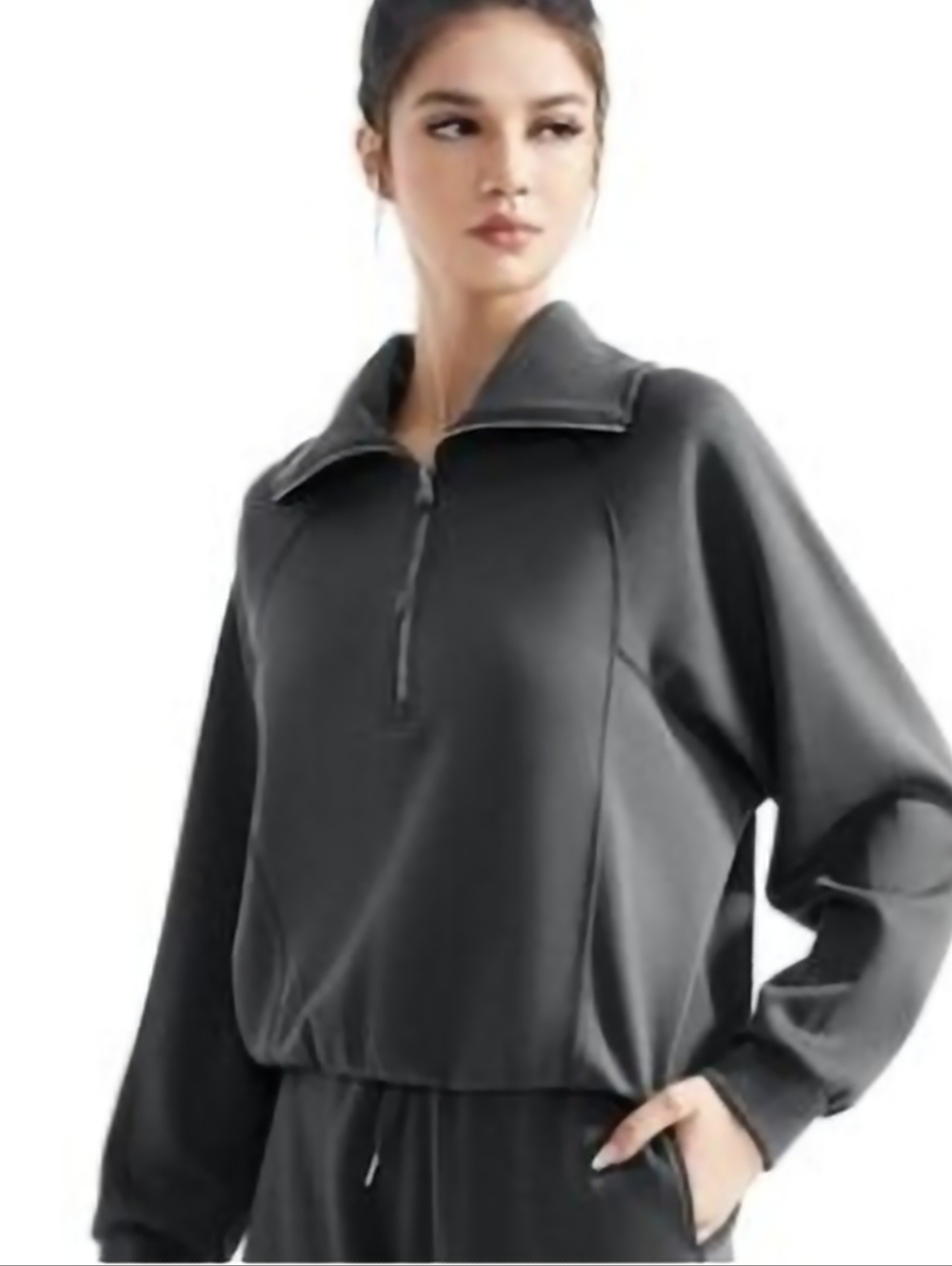 Suuksess Womens Half Zip Pullover Sz L Heather Grey Modal Bland